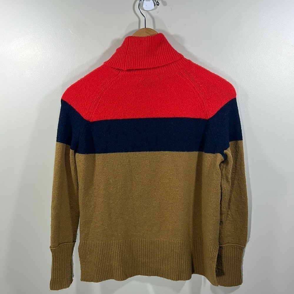 J. Crew Red, Navy, and Tan Striped Colorblock Turtleneck Long Sleeve Sweater XXS - Picture 7 of 7